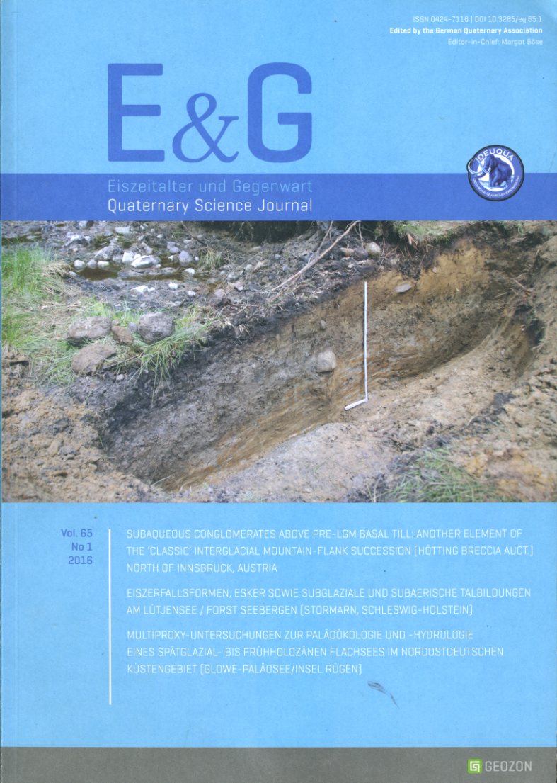   Eiszeitalter und Gegenwart. Quaternary Science Journal 65. No 1 2016. 