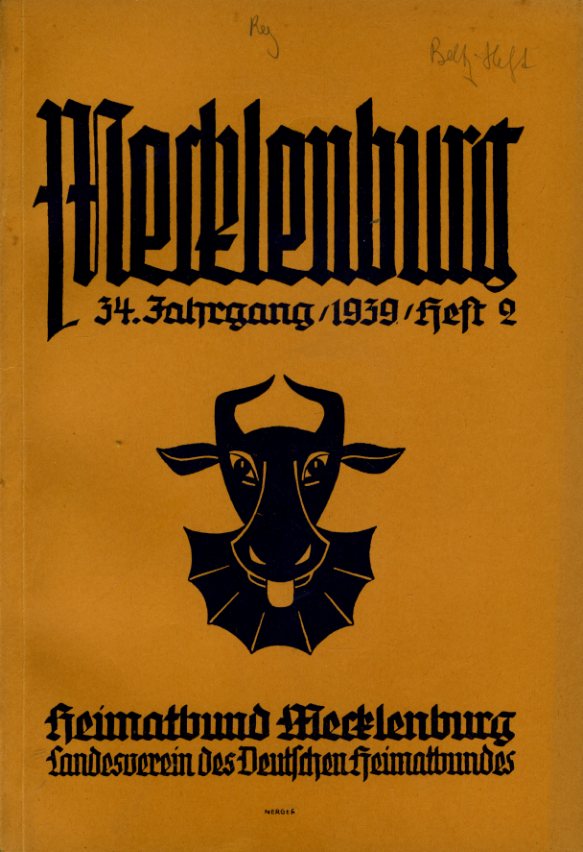   Mecklenburg. Zeitschrift des Heimatbundes Mecklenburg. 34. Jg. (nur) Heft 2. 