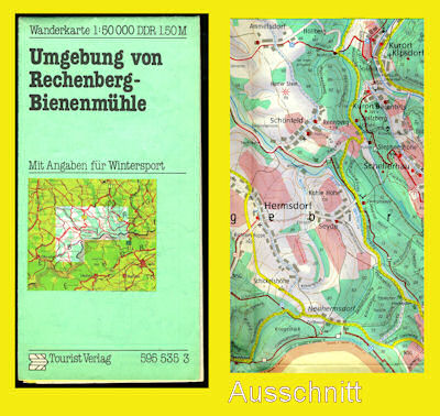   Umgebung von Rechenberg Bienenmühle. Mit Angaben für Wintersport. 