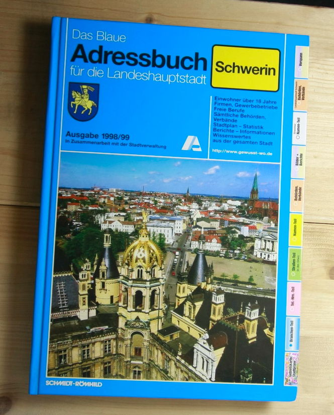   Adressbuch für die Landeshauptstadt Schwerin. Ausgabe 1998/99. 