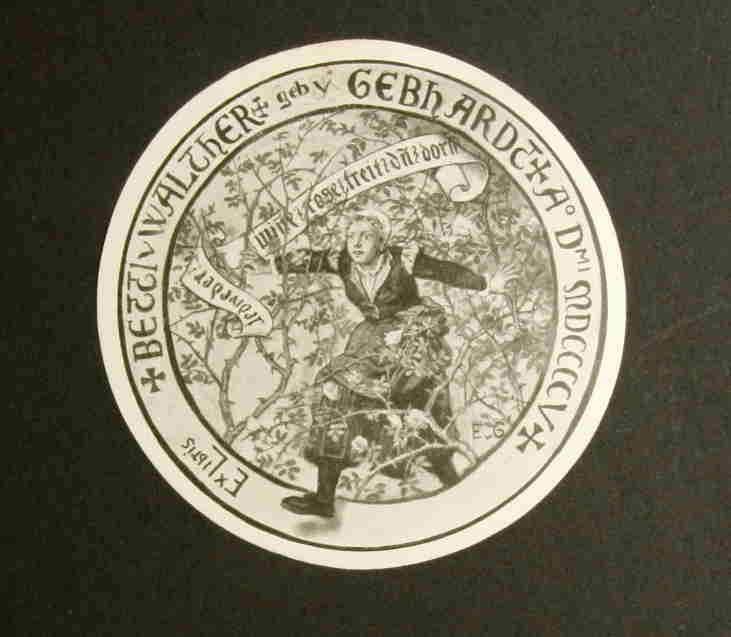 Gebhardt, Eduard  Ex Libris Betti Walther, geb. Gebhardt, Anno Domini MDCCCCV.  