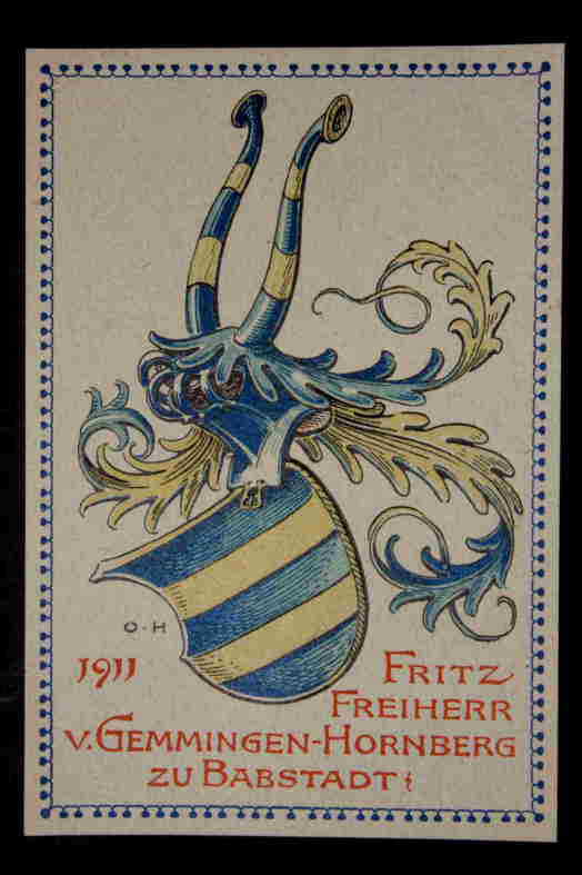Hupp, Otto  Ex Libris Fritz Freiherr v. Gemmingen-Hornberg zu Babstadt 