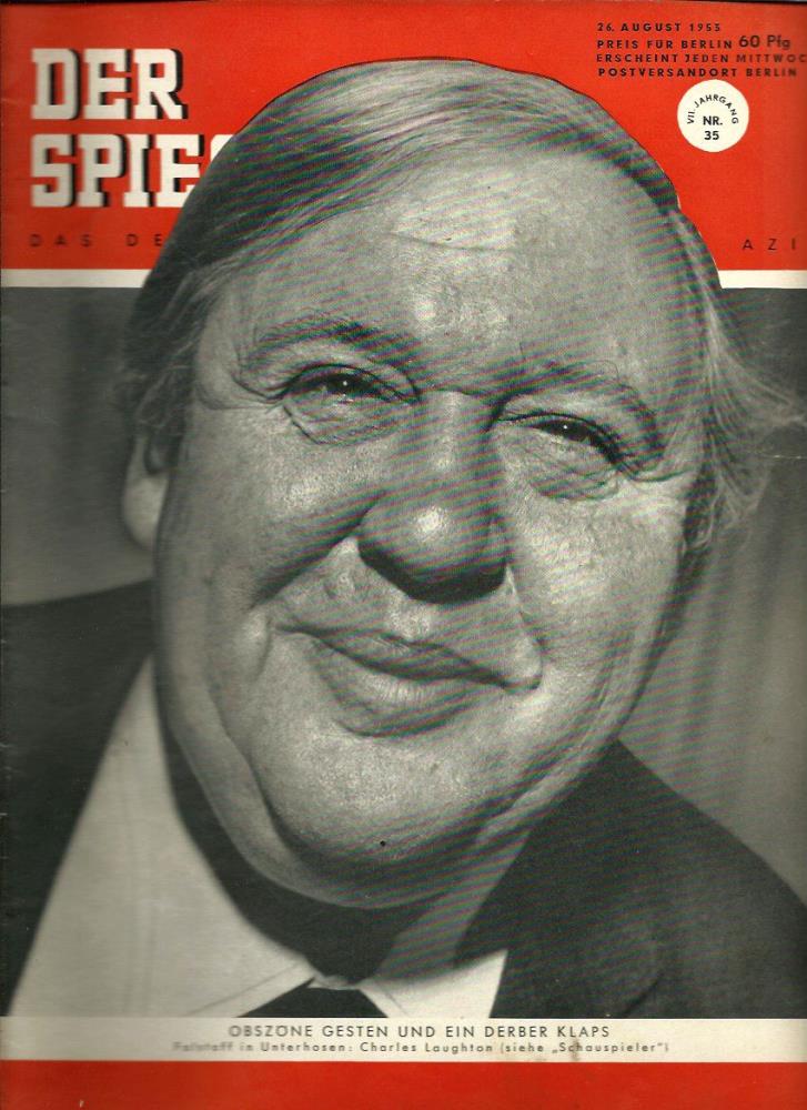 Augstein, Rudolf (Hrsg.)  Der Spiegel. 7. Jahrgang / Heft Nr. 35: 26. August 1953 (Titelthema/-foto: Charles Laughton / "Schauspieler") 