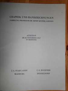   Graphik und Handzeichnungen. Sammlung Professor Dr. Ernst Küster, Giessen. Auktion am 29. Nov. 1967 in Marburg, Kurhotel Ortenberg. Besichtigung am 27. Nov. von 9-1 und 3-6 Uhr am gleichen Ort. 