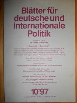 Hermann Etzel, Paul Neuhöffer u. Karl Graf v. Westphalen (Begründet):  Blätter für deutsche und internationale Politik. 10/97. Monatszeitschrift. 42. Jahrgang. Heft 10/1997. 