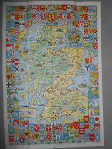 L.G. Bullock:  Historical Map of Scotland. (Karte mit Wappen / Card with coat of arms.) By L.G. Bullock. Größe / size: 100 x 68 cm. 