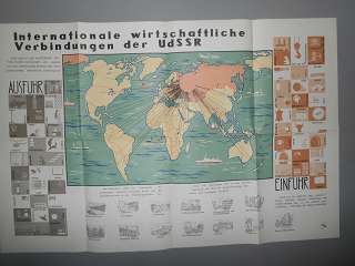   Farbige aufklappbare Karte Sowjetunion (UdSSR / GUS): "Internationale wirtschaftliche Verbindungen der UdSSR". Ausfuhr / Einfuhr. 