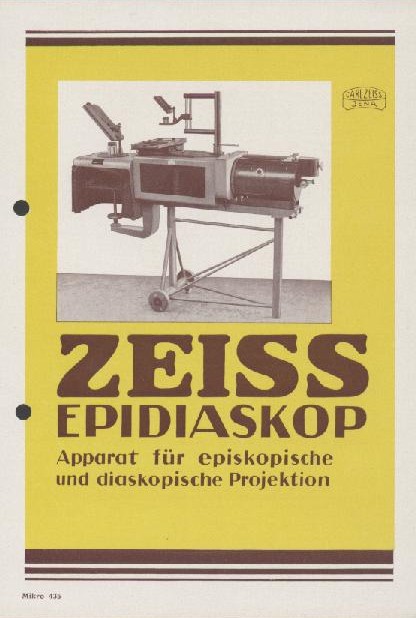 Zeiss, Carl  Zeiss-Epidiaskop. Apparat für episkopische und diaskopische Projektion. Zeiss-Druckschrift Mikro 435. Prospekt. 