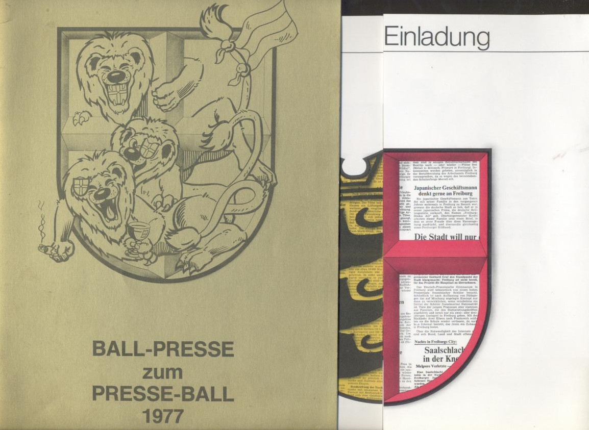 Sozialfond Freiburger Presse e.V.  Konvolut zum Freiburger Presseball 1977. 4 Teile. 