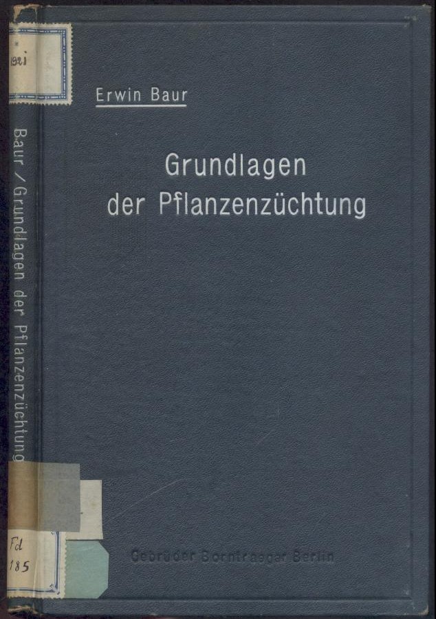 Baur, Erwin  Die wissenschaftlichen Grundlagen der Pflanzenzüchtung. Ein Lehrbuch für Landwirte, Gärtner und Forstleute. 