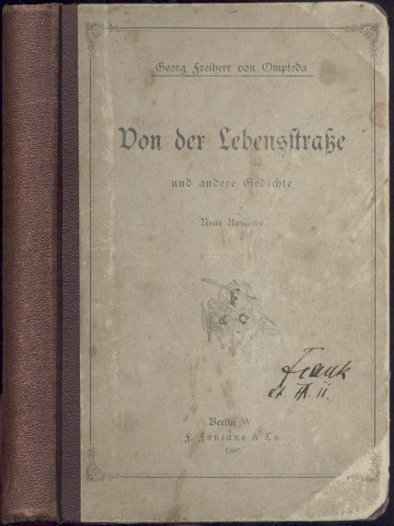 Ompteda, Georg von  Von der Lebensstraße und andere Gedichte. Neue Ausgabe. 