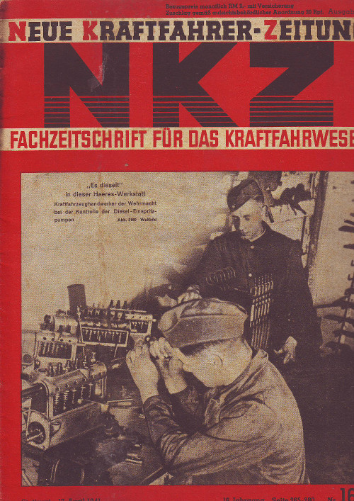    Neue Kraftfahrer-Zeitung - NKZ. Fachzeitschrift für das Kraftfahrwesen. 16. Jahrgang, Nummer 16, Stuttgart, 17. April 1941. 