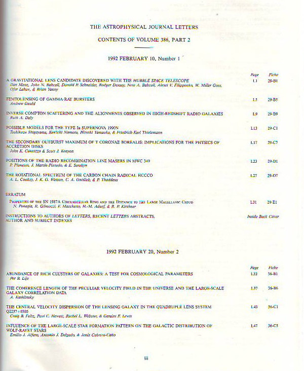American Astronomical Society (Hg.):   The Astrophysical Journal. Volume 386 Part 2. 