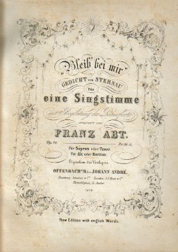 Abt, Franz  Bleib bei mir (Gedicht von Sternau für eine Singstimme mit Begleitung des Pianoforte, für Sopran, Alt und Bariton) 