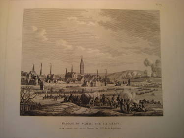 Berthault, (Jean-Gabriel) (?)  Passage du Vahal, sur la Glace, le 14 Janvier 1795, ou 25 Nivose, An 3eme de la Republique (Gravure) 