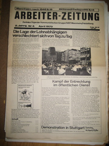 NRF  Arbeiter-Zeitung 2. Jahrgang Nr. 4 (Zentrales Organ der Kommunistischen Gruppe (NRF) Mannheim/Heidelberg) 