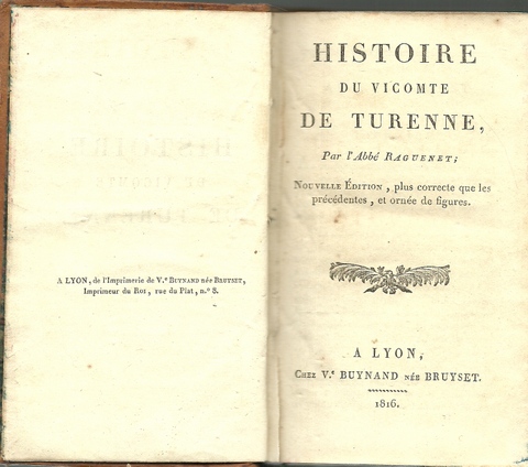 Raguenet, Abbe  Histoire du Vicomte de Turenne 