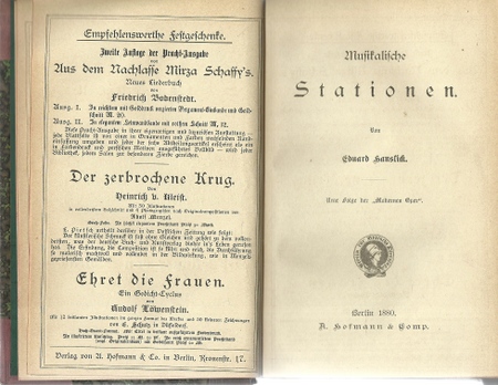 Hanslick, Eduard  Musikalische Stationen - Neue Folge der "Modernen Oper". 