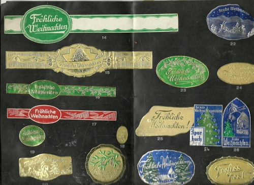 Scholz, Josef B.  Führende Spezialfabrik in Deutschland für geprägte Etiketten und Siegelmarken (Mustermappe mit 55 Siegelmarken zum Thema Weihnachten) 