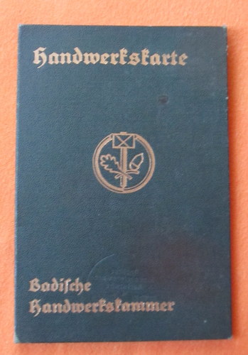 Süß, Wilhelm  Handwerkskarte / Badische Handwerkskammer (für Wilhelm Süß, Staffort) 