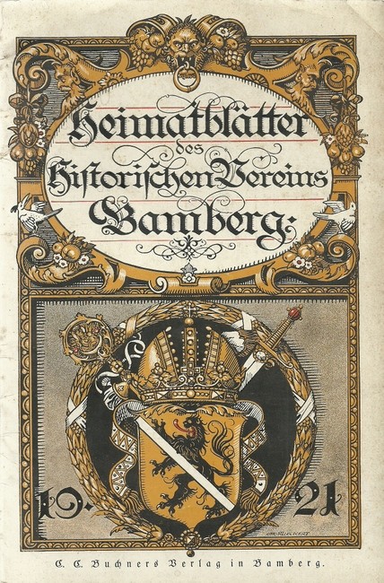 Historischer Verein Bamberg (Hg.)  Heimatblätter für das Jahr 1921 (= 2. Jg.) 