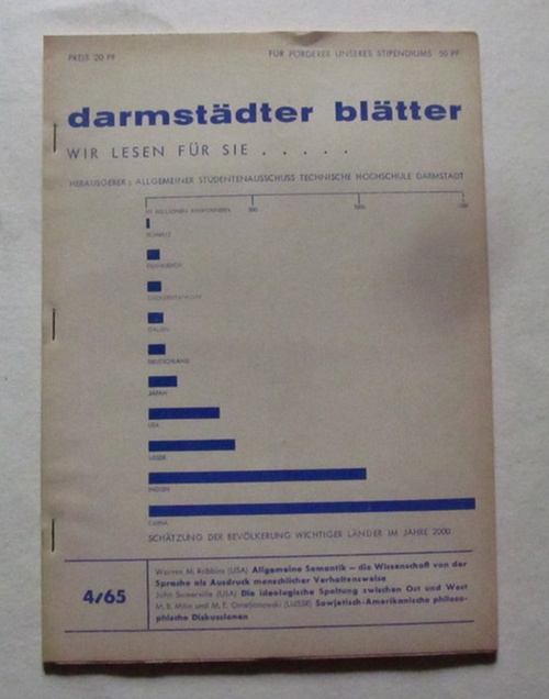 Studentenschaft der Technischen Hochschu  Darmstädter Blätter - wir lesen für Sie .... Heft 4 / 1965 