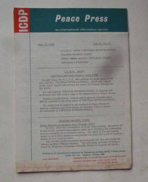 ICDP  Peace Press Vol. II, No. 10 (An international information service) 