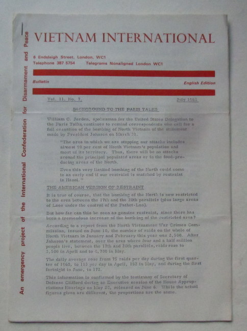   Vietnam International Vol. 11, No. 7 (An emergency project of the International Confederation for Disarmament and Peace) 