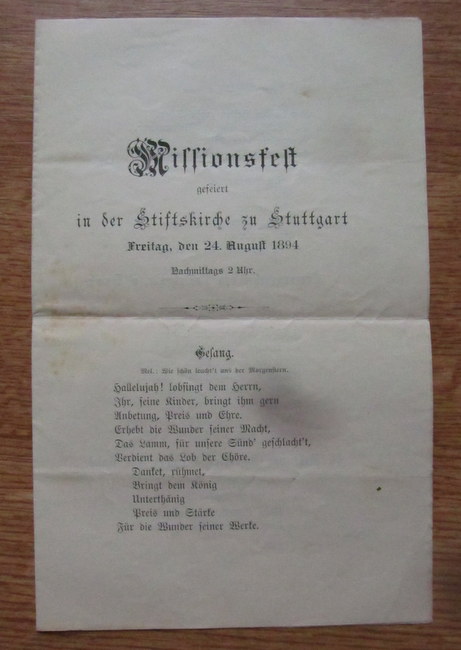 Hesse, Johannes  Rede von Missionar Hesse aus Calw (in: Missionsfest gefeiert in der Stiftskirche zu Stuttgart Freitag, den 24. August 1894, Nachmittags 2 Uhr) 