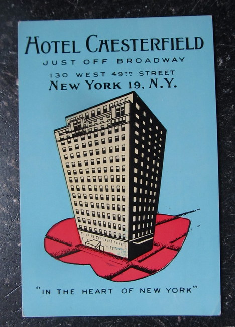   Ansichtskarte "Hotel Chesterfield, just off Broadway, 130 West, 49th Street" 