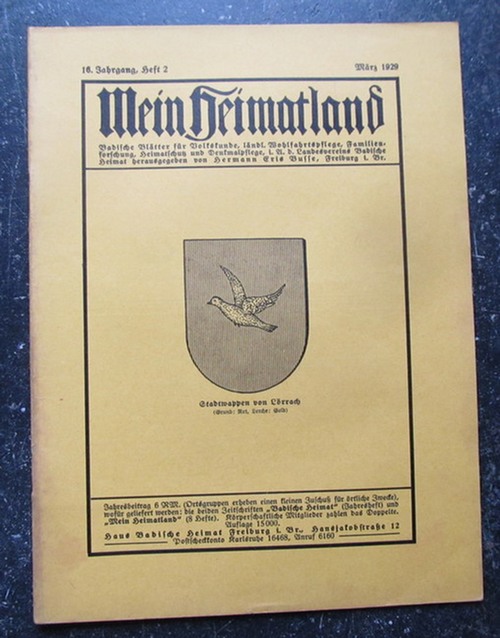 Busse (Hg.), H.E.  Mein Heimatland, Heft 2 - 1929 (Badische Blätter für Volkskunde, ländliche Wohlfahrtspflege, Familienforschung, Heimatschutz und Denkmalpflege) 