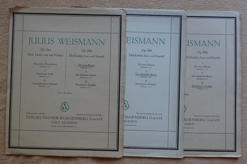 Weismann, Julius  Drei Lieder Op. 54b; Texte v. E. (Ernst) Kreidolf (1. Die ersten Blumen; 2. Die schlafenden Bäume; 3. Butterblumes Ausfahrt) 