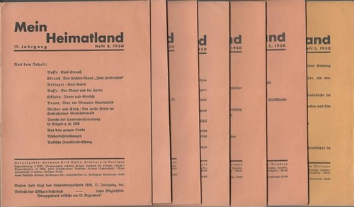 Busse (Hg.), H.E.  Mein Heimatland, Heft 1 - 8 / 1930 (Badische Blätter für Volkskunde, ländliche Wohlfahrtspflege, Familienforschung, Heimatschutz und Denkmalpflege) 