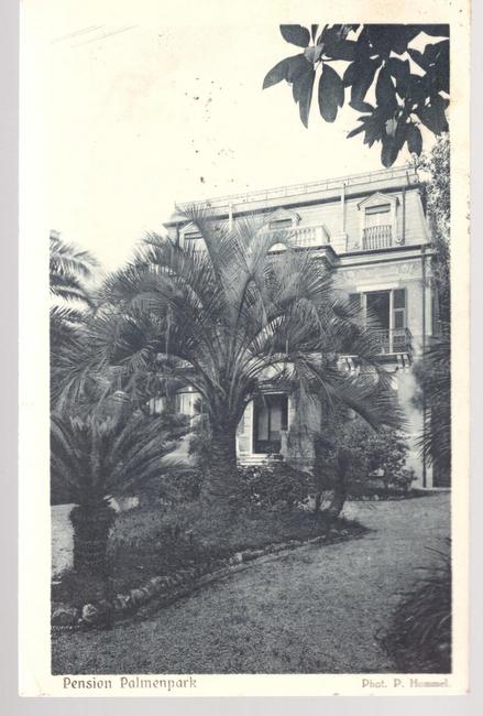   Ansichtskarte Nervi bei Genova (Riviera) Pension Palmenpark, Bes. Frau Hagenmeyer, Frl. Heidenreich 