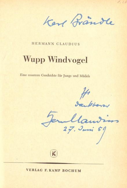 Claudius, Hermann  Wupp Windvogel (Eine muntere Geschichte für Jungs und Mädels) 