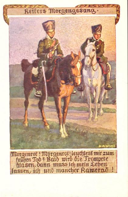   Ansichtskarte AK "Reiters Morgengesang" (mit Spruch) 