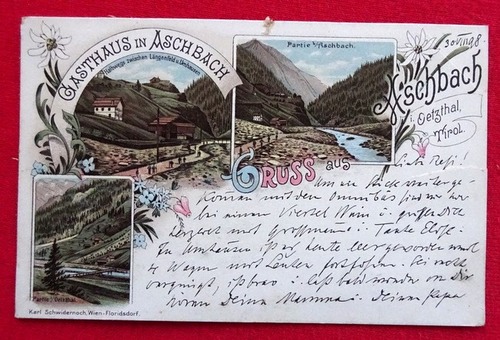  Ansichtskarte AK Gasthaus in Aschbach im Oetzthal, Tirol (Litho 3 Motive) 