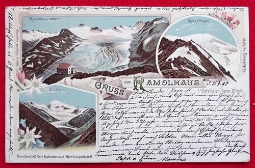   Ansichtskarte AK Gruss vom Ramolhaus (Litho 3 Motive) (Oetzthaler Alpen, Tirol) 