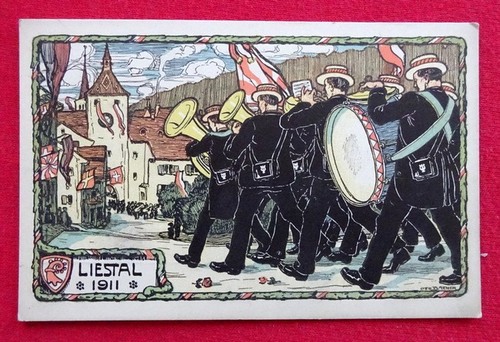   Ansichtskarte AK II, Basellandschaftliches Kantonal-Musikfest 24. und 25. Juni 1911 in Liestal (Offizielle Festpostkarte gez. von Otto Plattner) 