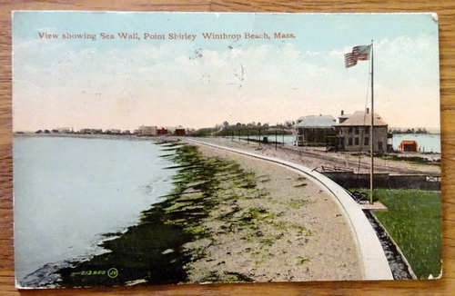   Ansichtskarte AK View showing Sea Wall, Point Shirley Winthrop Beach, Mass. 