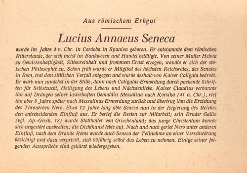 Mensching, Wilhelm (Bückeburg, Freundschaftsheim) und Georg Schümer  Lucius Annaeus Seneca (a.d. Reihe: "Aus römischem Erbgut") 