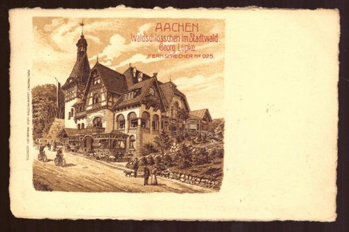   Ansichtskarte AK Aachen. Waldschlösschen im Stadtwald Georg Lüpke Fernsprecher No. 925 (Litho) 
