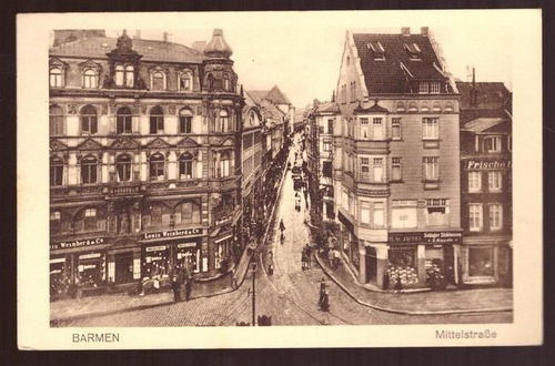   Ansichtskarte AK Barmen. Mittelstraße (mit Stempel Grosse Ausstellung 1926 Düsseldorf "Gesundheitspflege, Soziale Fürsorge, Leibesübungen) 