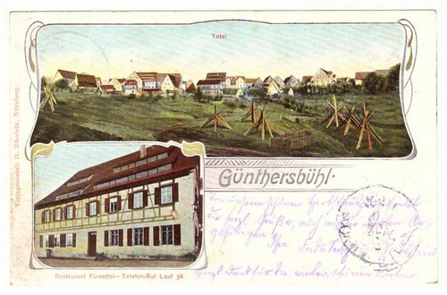   Ansichtskarte. AK Günthersbühl (Lauf an der Pegnitz) Total + Restaurant Fürsattel 