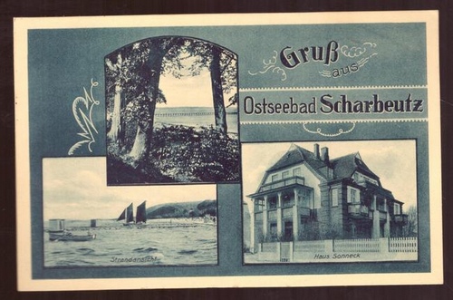   Ansichtskarte AK Gruß aus Ostseebad Scharbeutz (Pension Haus Sonneck, Strandansicht) 