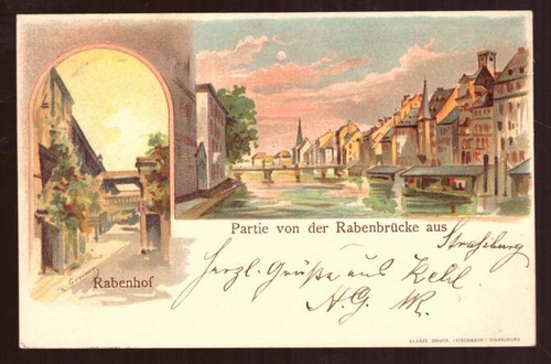   Ansichtskarte AK Litho. Partie von der Rabenbrücke aus (nach K. Greiner) 2 Motive 