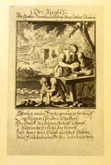 anonym, (d.i. Weigel Christoph d.Ä.)  Gravure nach einem alten Kupferstich "Der Ziegler (mit Text) 
