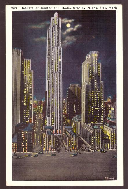   Ansichtskarte AK New York. Rockefeller Center and Radio City by Night 