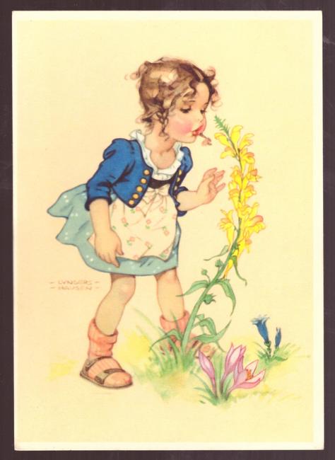Wende-Lungershausen, Ilse  Ansichtskarte AK Mädchen riecht an gelben Blüten 