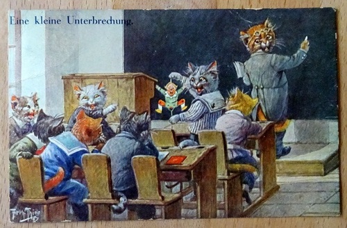 Thiele, Arthur  Ansichtskarte AK Eine kleine Unterbrechung, Katzenschule 